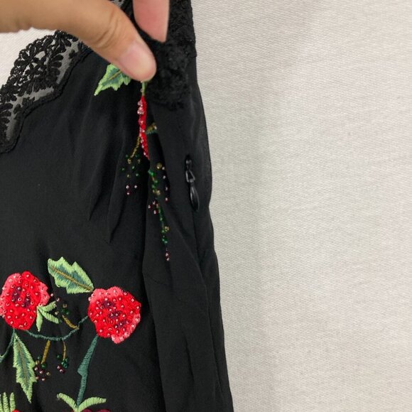 Vintage Sue Wong Silk Beaded Red Rose Embroidered Lace Maxi Dress size 6 Y2K - Picture 4 of 13